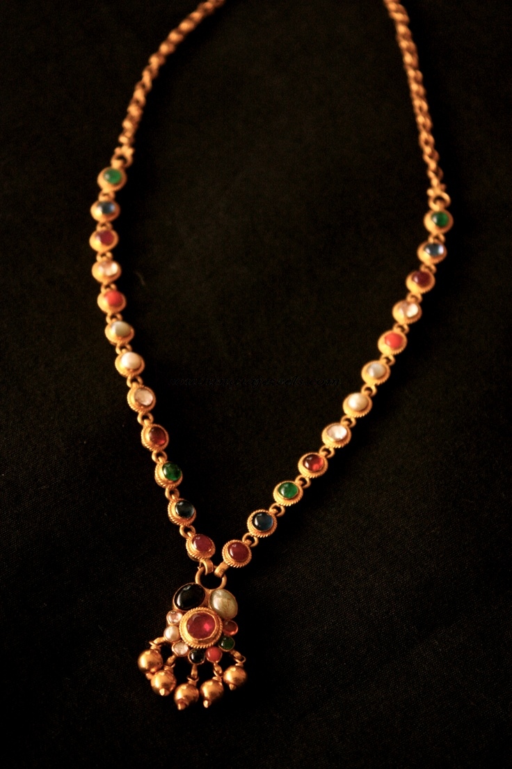 Gold Jewellery Navaratna Necklace