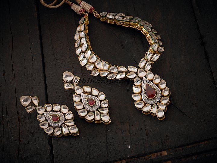 white polki necklace set