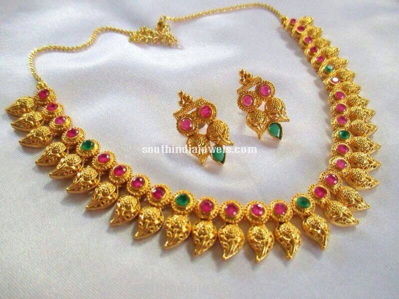 One Gram gold Mango Necklace with earrings
