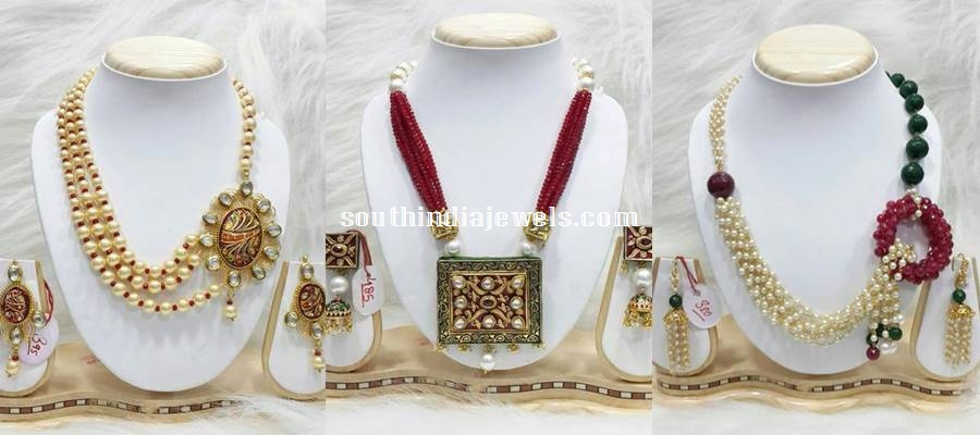 Beaded Kundan imitation necklace sets