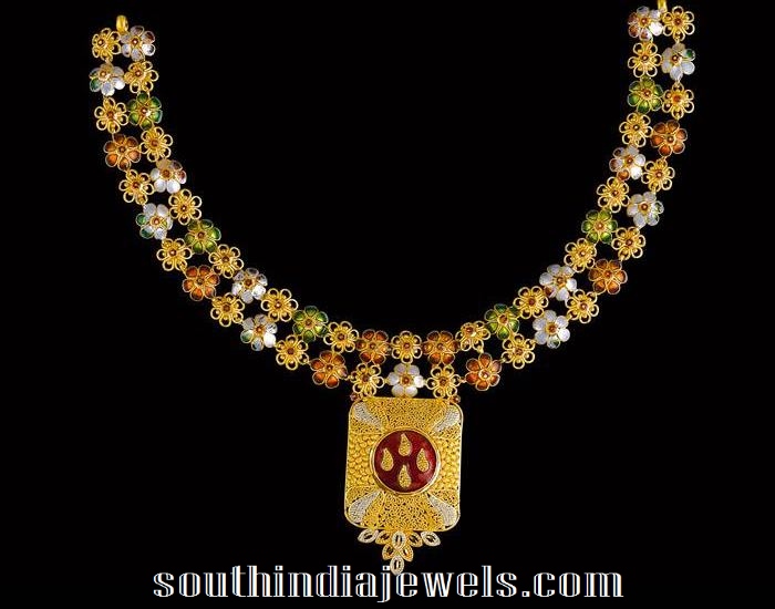 22K gold necklace latest design from Kalyan jewellers
