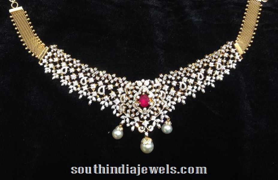 Diamond Choker Necklace with interchangeable stones