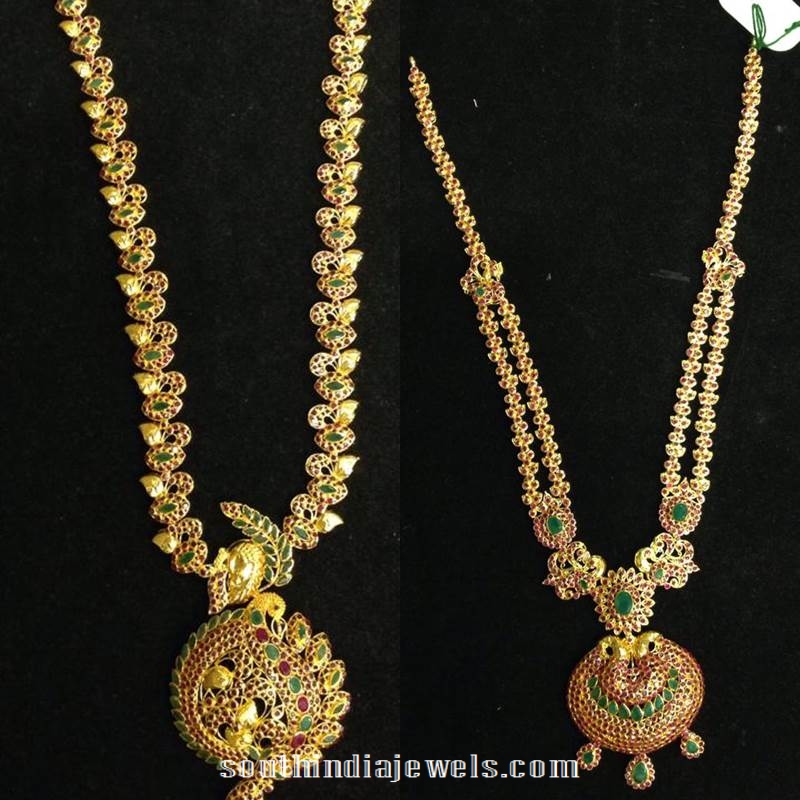 Latest Ruby Emerald Long Necklace Designs 2015