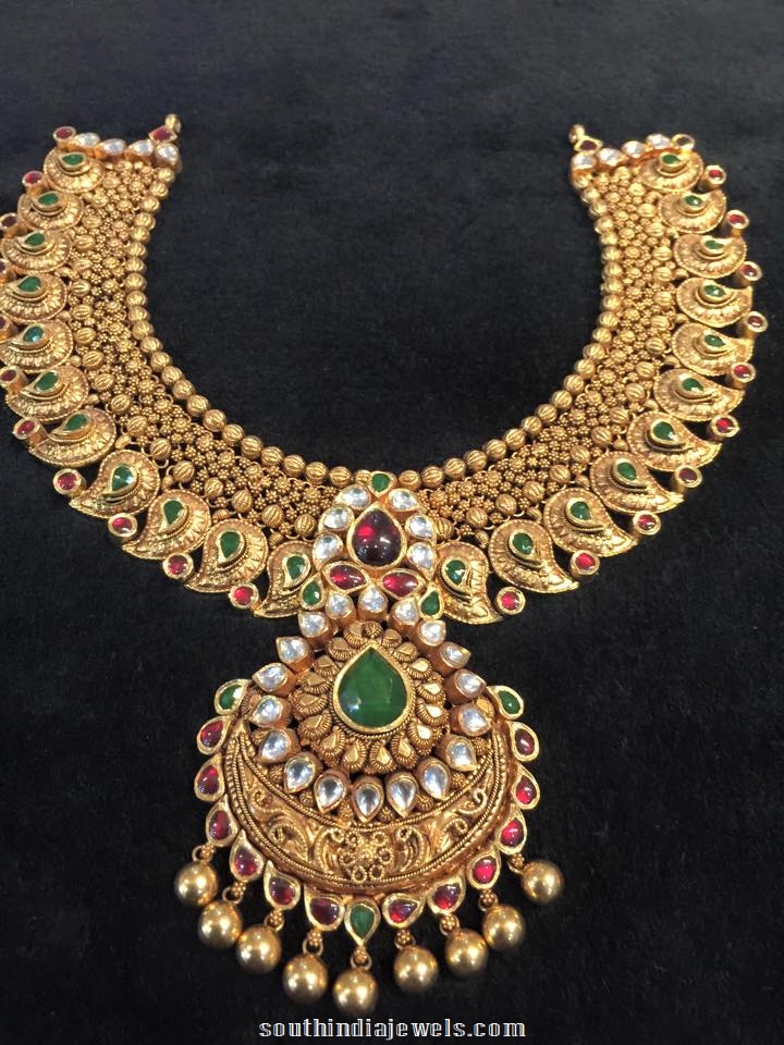 South Indian Wedding Gold Jewellery Choker Necklace Design
