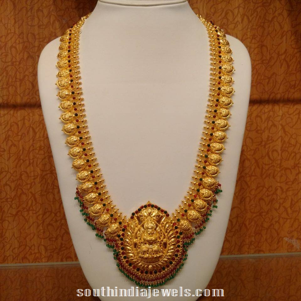 Gold Mango Haram with Lakshmi Pendant