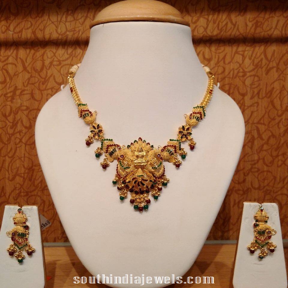 Gold Lakshmi mini necklace set
