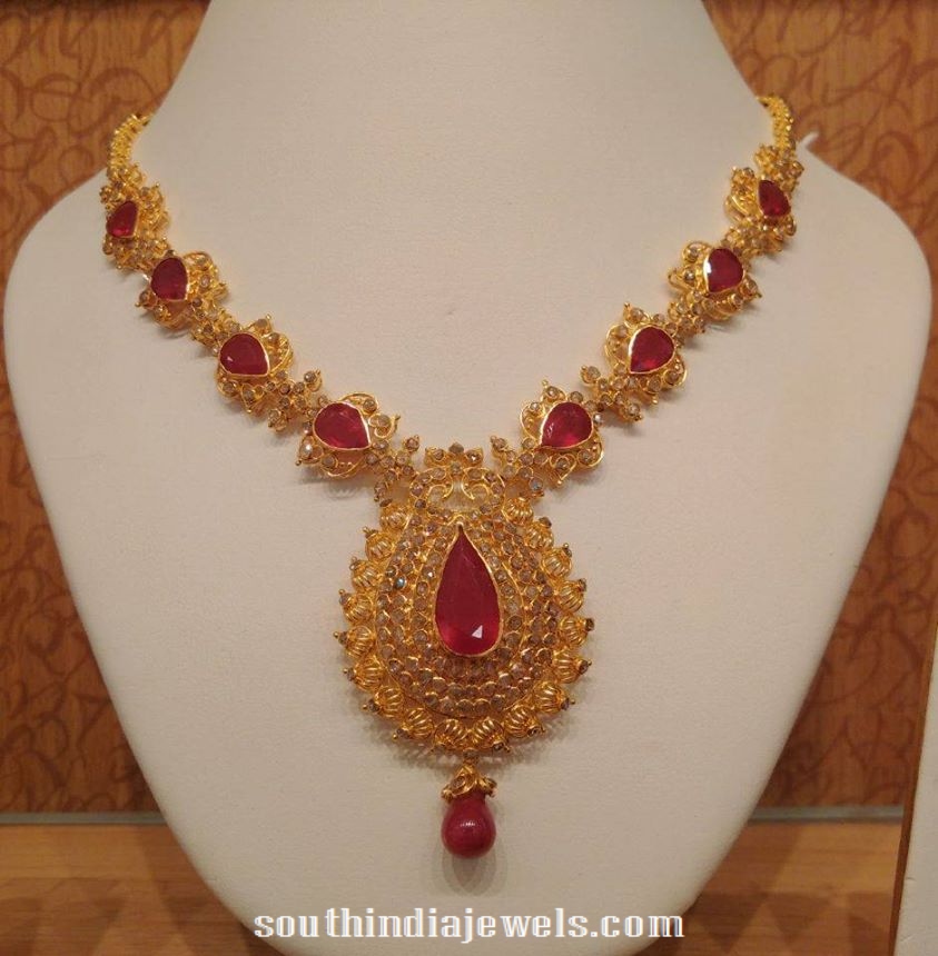 uncut light weight ruby necklace