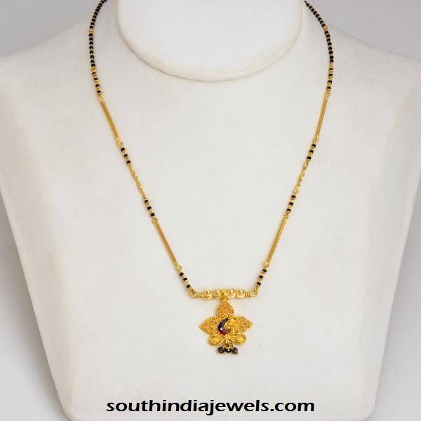 22k gold black bead chain latest design