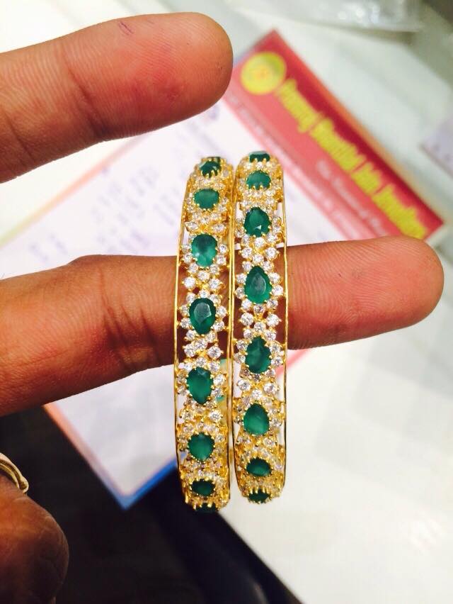 22k Gold Emerald Bangle latest design