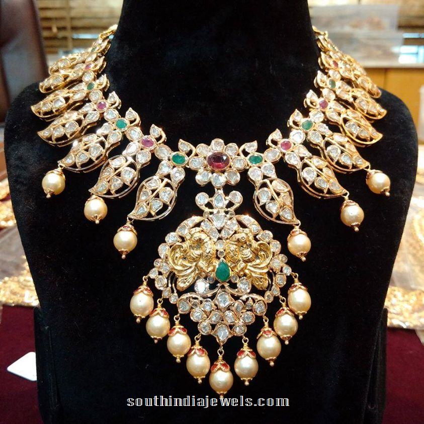 22k gold pachi necklace with rubies and emeralds 