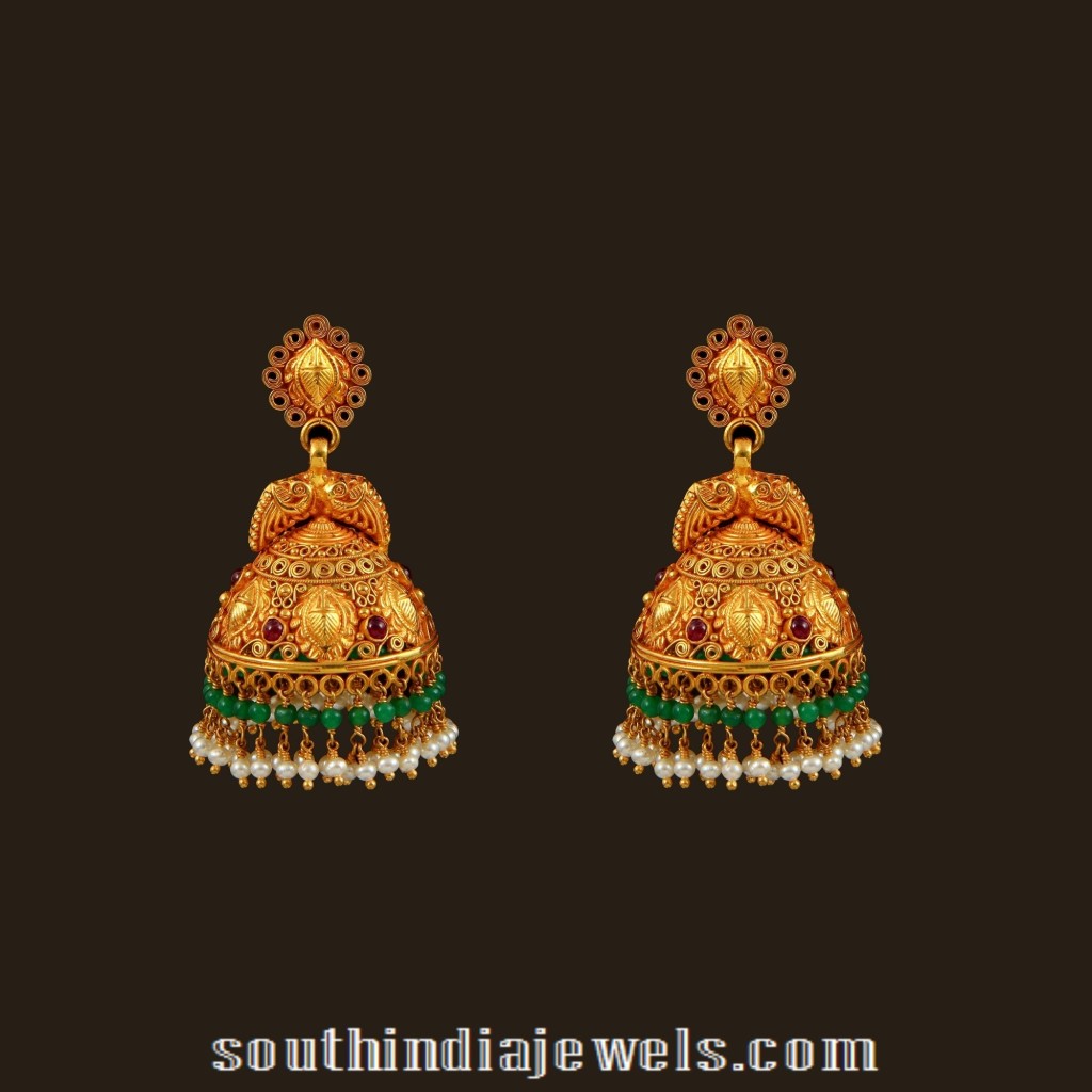 Gold Bridal Antique Jhumka from VBJ