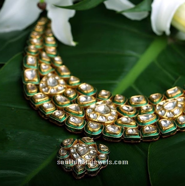Kalyan Jewellers gold Kundan Necklace