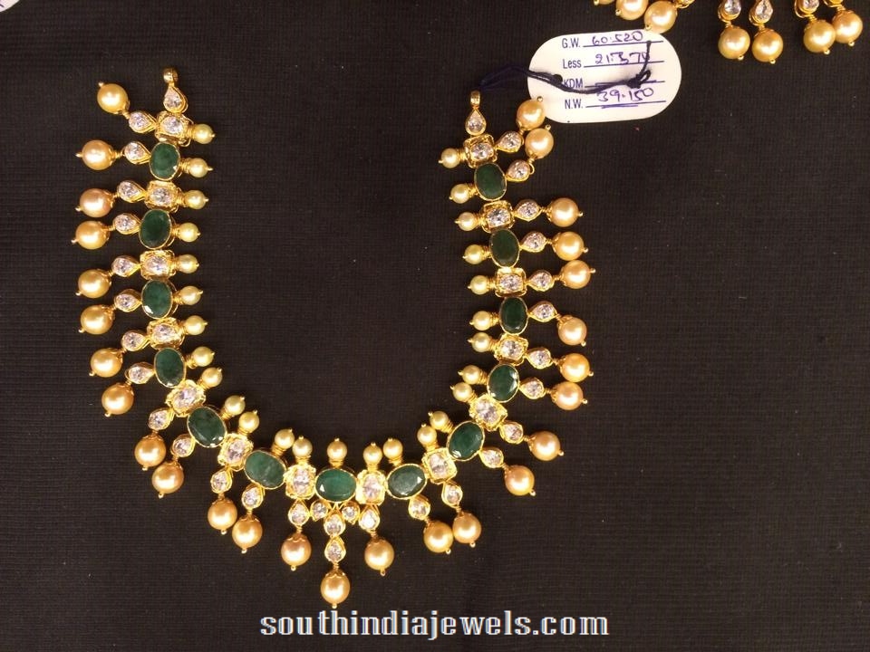 Gold Emerald Pearl Neclace from Premraj