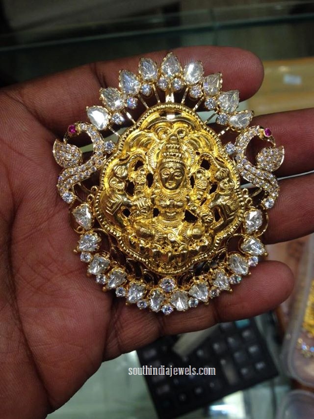 Gold Lakshmi temple pendant