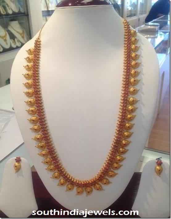 Gold Ruby Mango Long Necklace