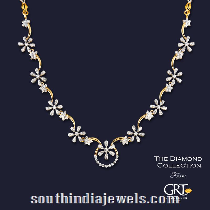 GRT Jewellers diamond floral necklace