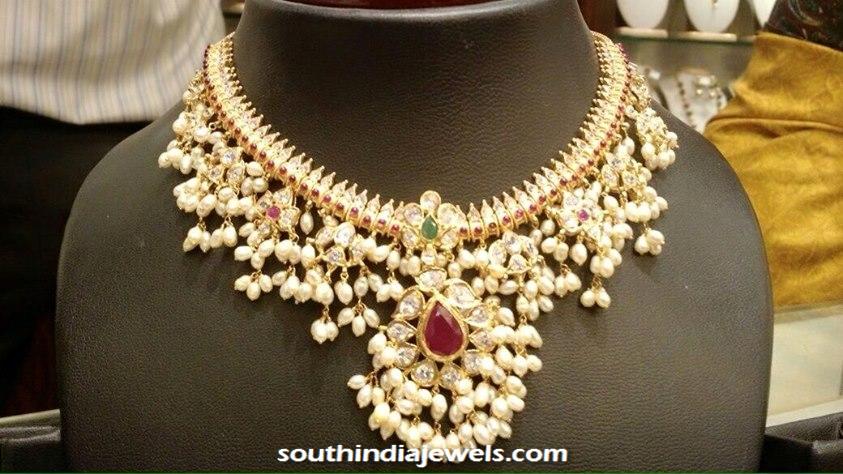 22K Gold and Pearl Guttapusalu necklace design