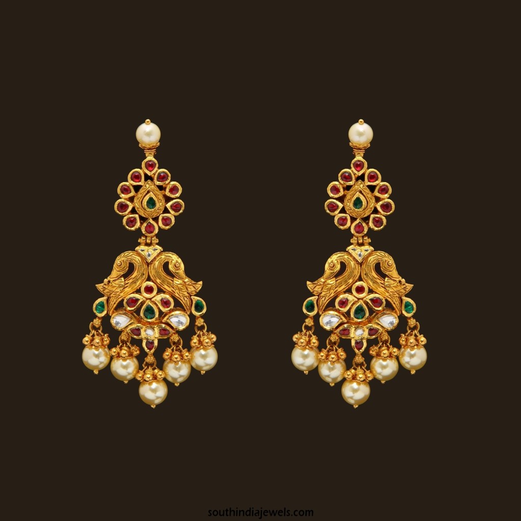 Gold Designer Kundan Earrings From VBJ