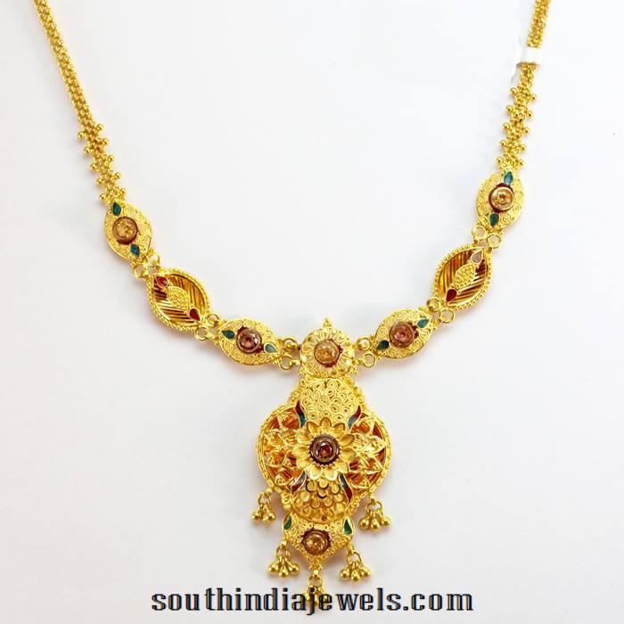 Simple gold Enamel Necklace