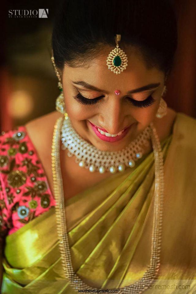 South Indian Bride in diamond Jewellery designs
