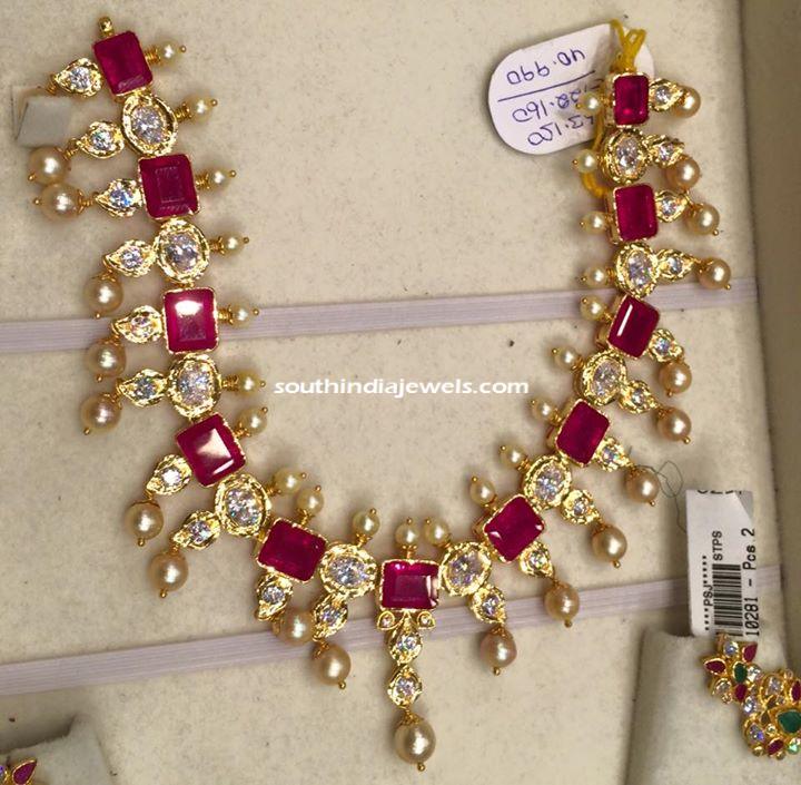Gold ruby Pearl Necklace