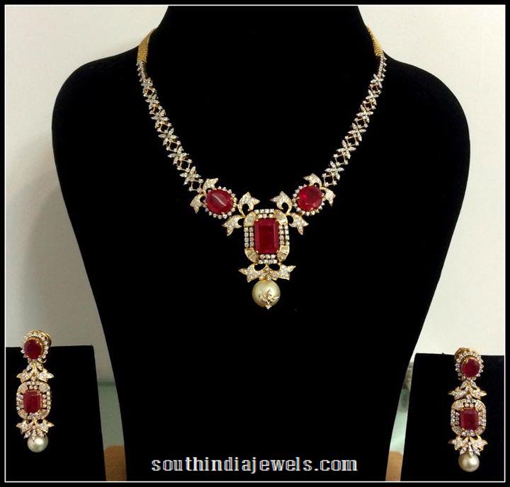 Diamond Necklace with red stones 