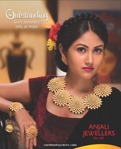 Gold Jewellery Floral Necklace from Anjali Jewellers