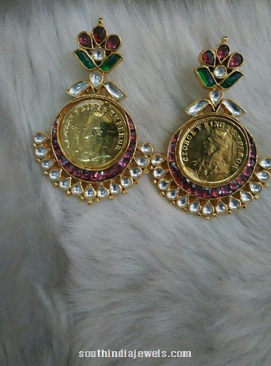 Gold plated kundan stone earrings