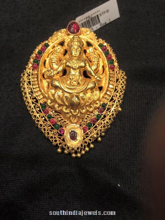 22k gold antique lakshmi pendant 