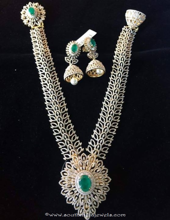 Diamond Long Necklace with Jhumka