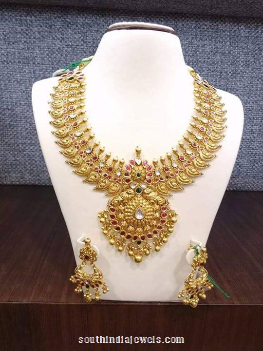 Gold Mango Necklace Jewellery Design