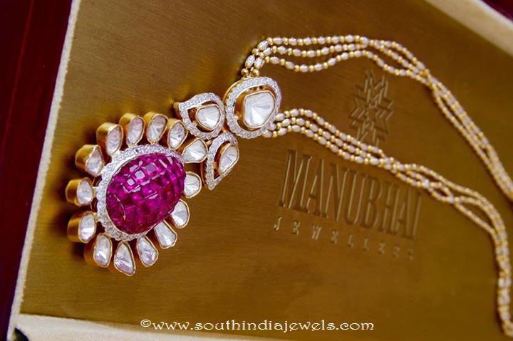 Gold Polki Short Necklace From Manubhai Jewellers