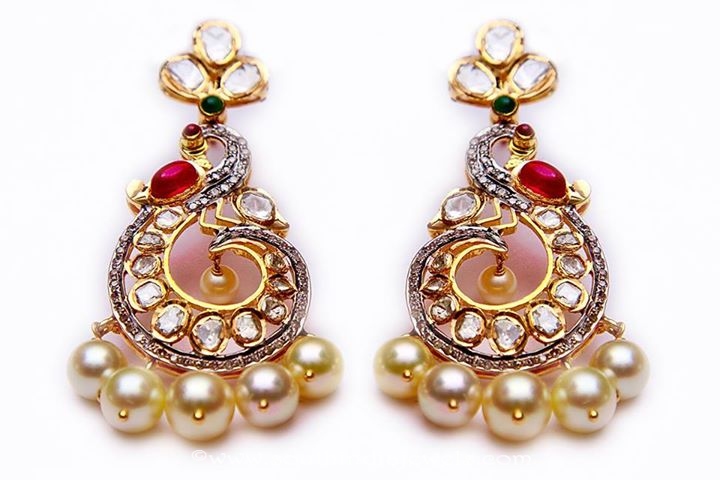 Gold fancy stone earrings from MOR Jewellers