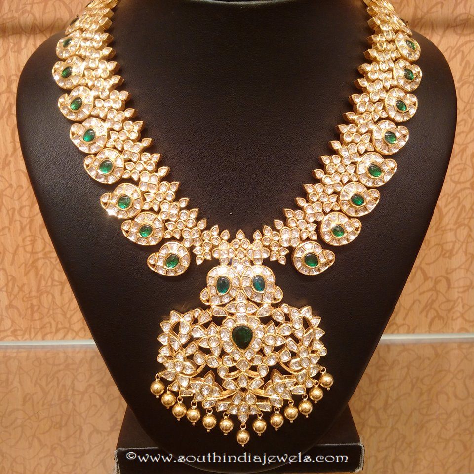 Gold Uncut Diamond Emerald Necklace from NAJ