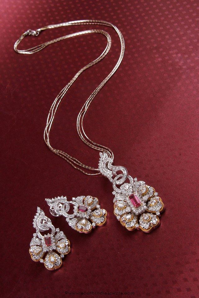 Diamond Chain and earrings from Manubhai Jewellers