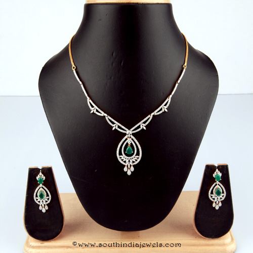 Simple Gold Diamond Necklace Design From Bhima Jewellery