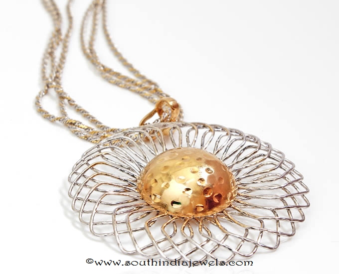 18k Gold Short Chain With Fancy Pendant