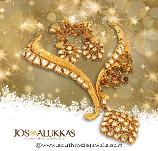 Gold Designer Antique Necklace From Josalukkas