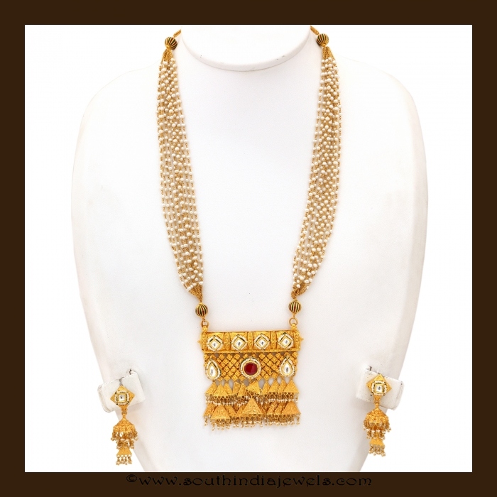 Gold Pearl Long Necklace Set from VBJ