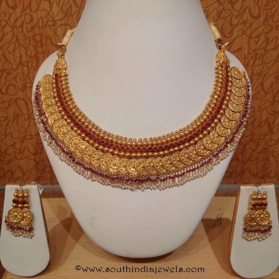 Light Weight gold Antique Ruby Kasuamalai Necklace from Naj
