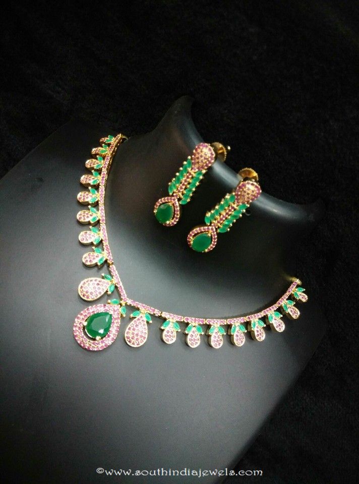 Latest Model Ruby Emeerald Necklace Set with earrings