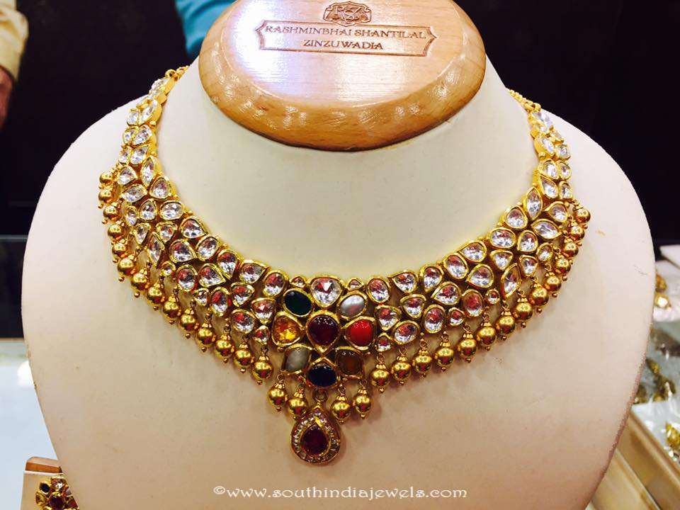 Gold Kundan Navarathna necklace 
