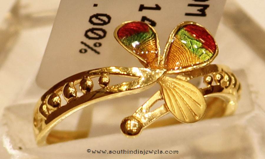 22k Gold Enamel Ring From Sumathi Jewellers