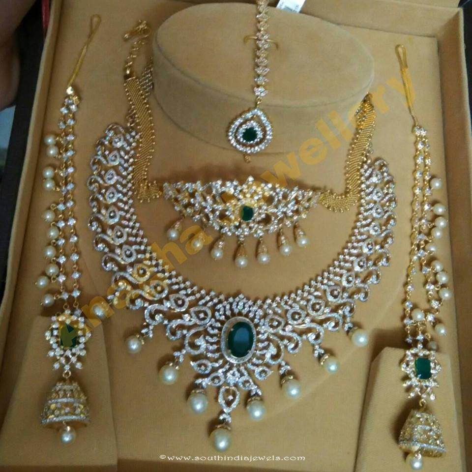 Diamond Bridal Jewellery Set From Anagha Jewellery South India Jewels 3446