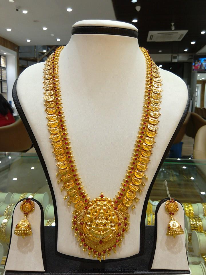 Gold Antique Long Necklace Set From Navkar Gold World