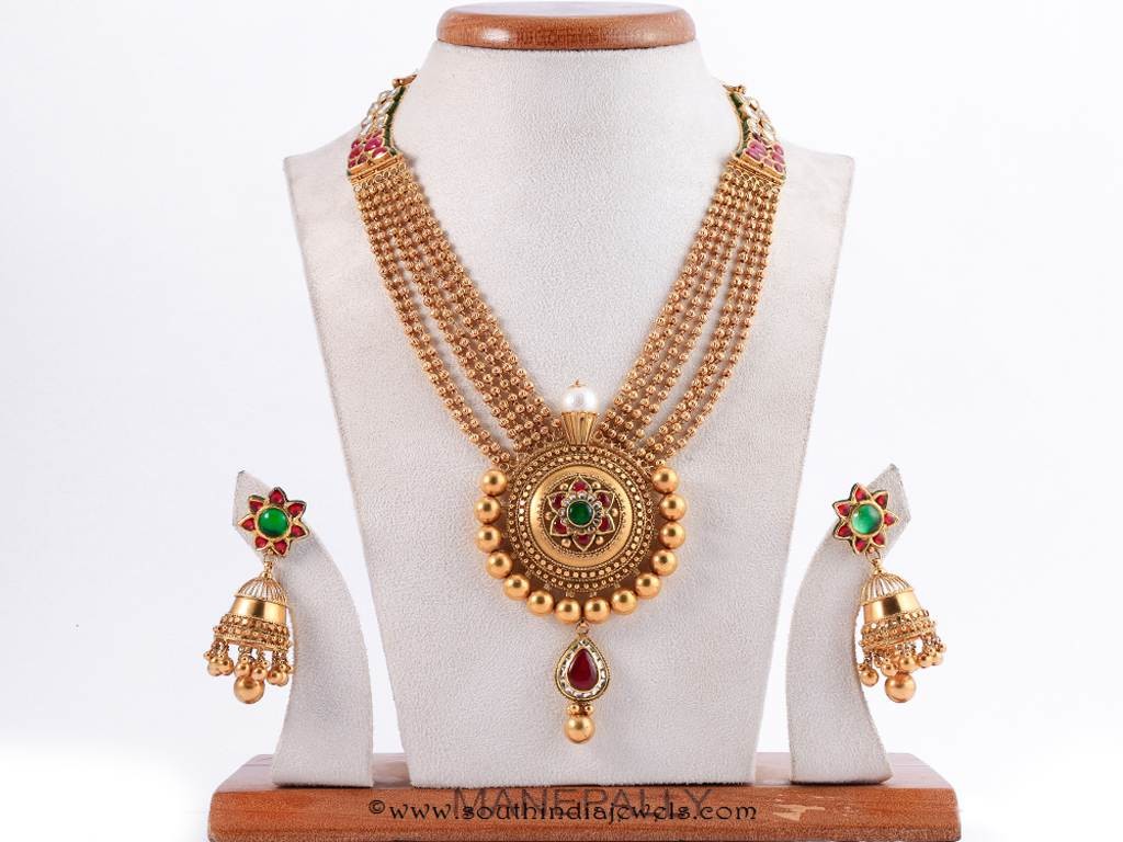 Gold Antique Necklace From Manepally Jewellers