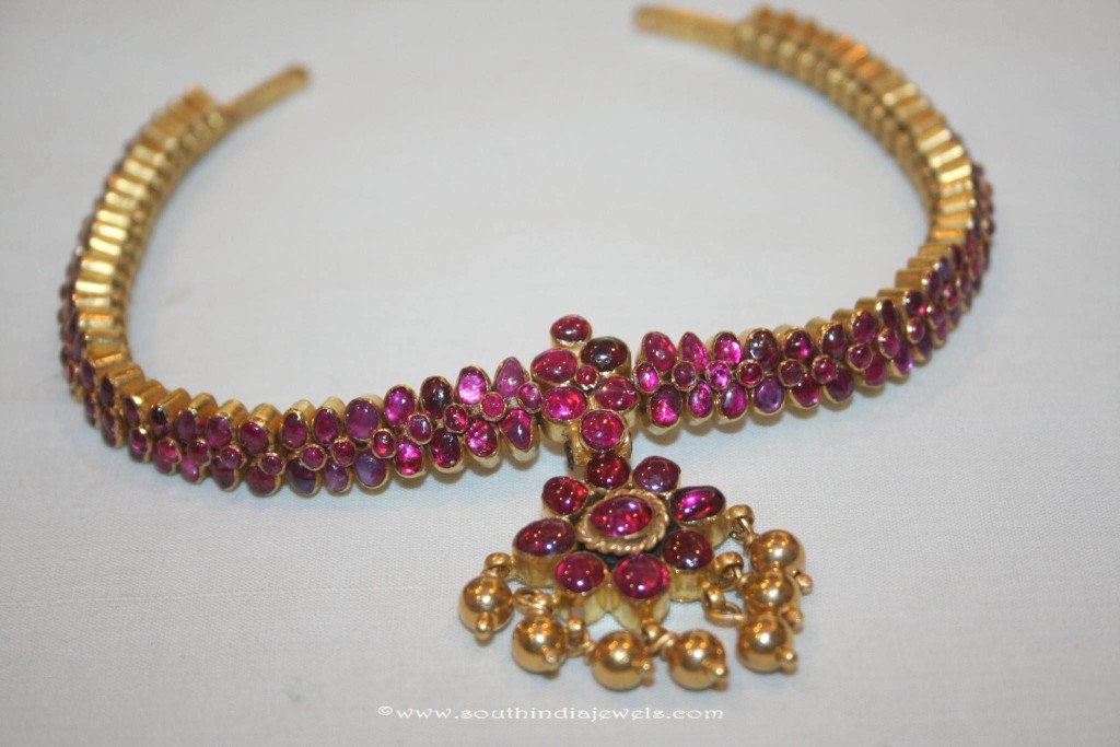 Gold Ruby Attigai Necklace from Prakurthi