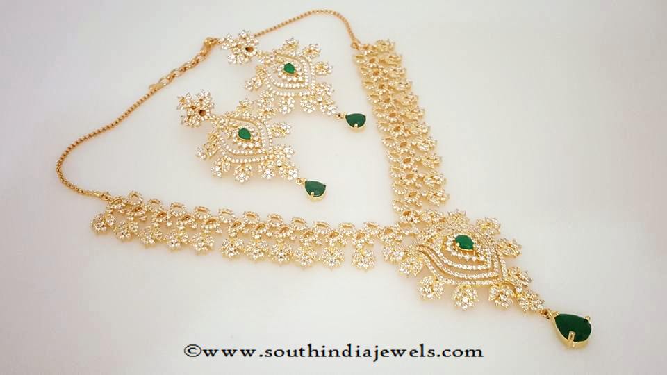 Imitation Necklace with Green Stones