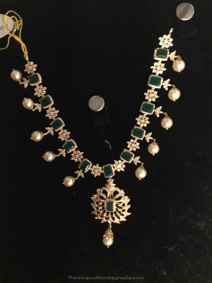 Gold Emerald CZ Stone Necklace