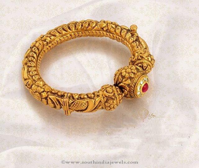 Gold Antique Bangle Design From Jos Alukkas